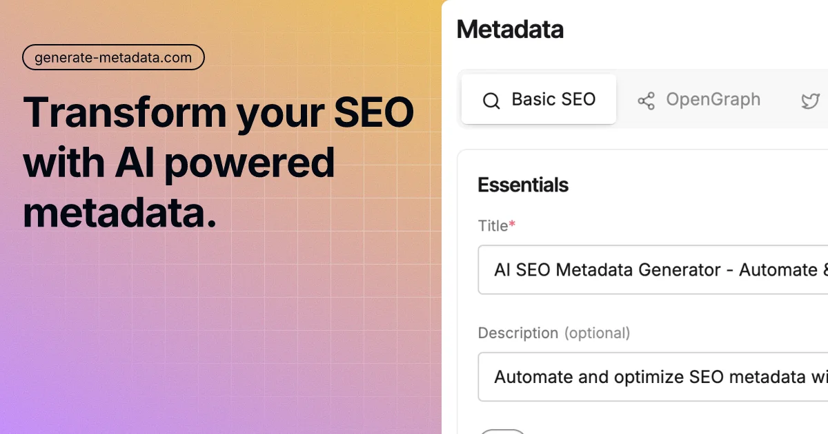 AI SEO Metadata Generator - Automate & Optimize