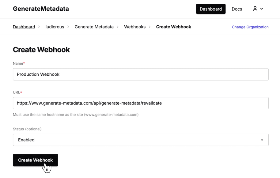 Webhook form